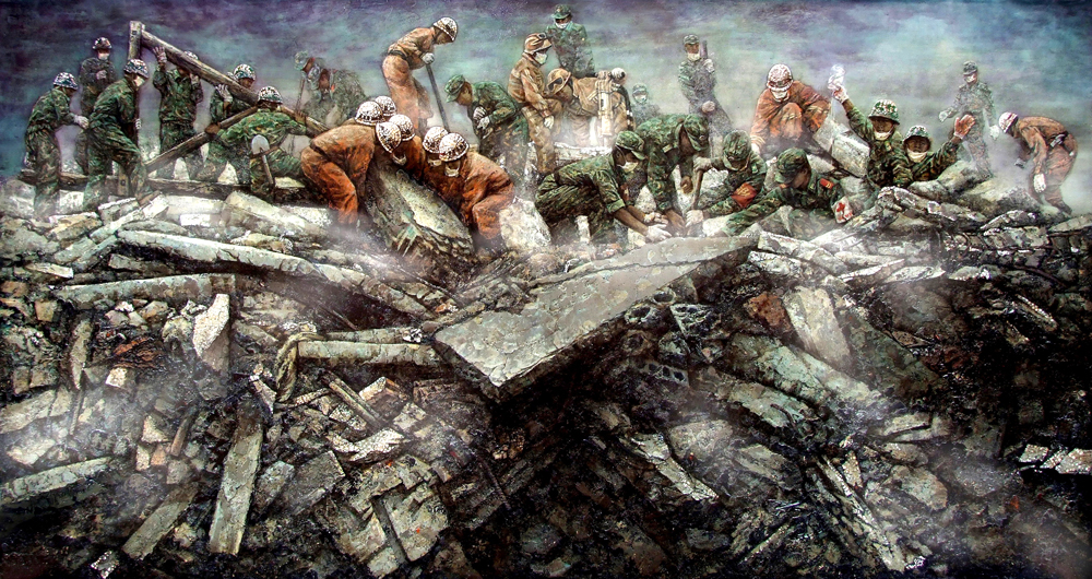 05漆画《巍巍长城》入选第十一届全国美展190×100CM-2009年.jpg